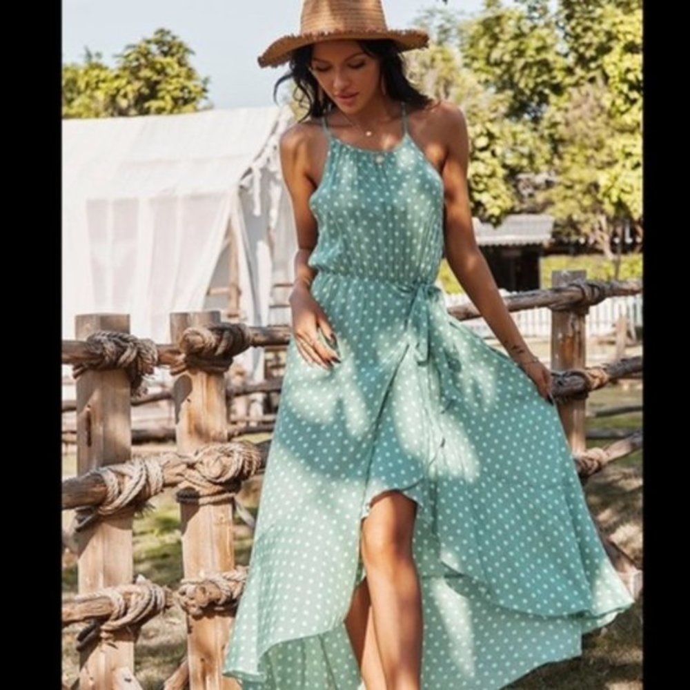💛 POLKA DOT MAXI WRAP DRESS 💛